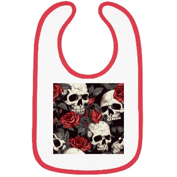 Discover Dark Pattern Skulls & Red Roses Elegant Gothic Bibs