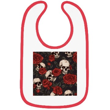 Discover Skulls & Red Roses Dark Gothic Elegant Pattern Bibs
