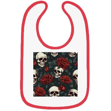 Discover Dark Elegant Gothic Pattern Skulls & Red Roses Bibs