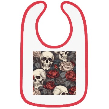 Discover Skulls & Red Roses Dark Elegant Gothic Pattern Bibs