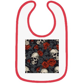 Discover Red Roses & Skulls Pattern Dark Elegant Gothic Bibs