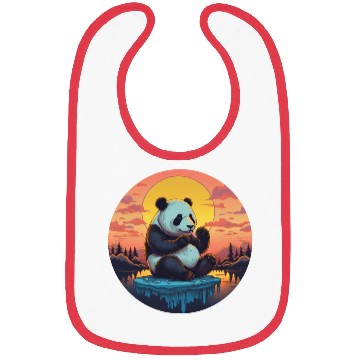 Discover Cute Panda on Ice Floe with Sweets - Sunset Bibs