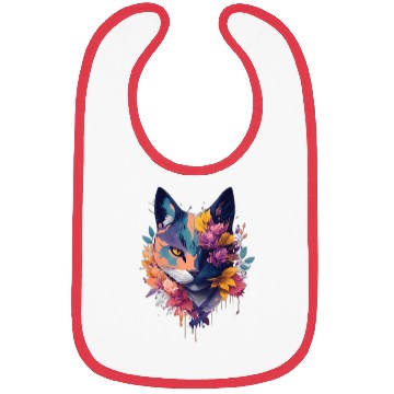 Discover colorful face ninja cat flowers Bibs