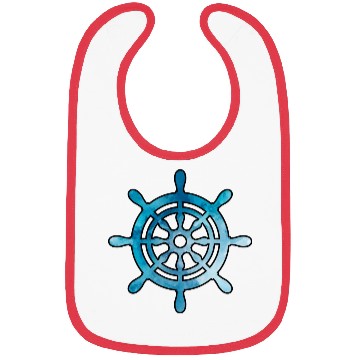 Discover Ship Wheel blue watercolor Bibs