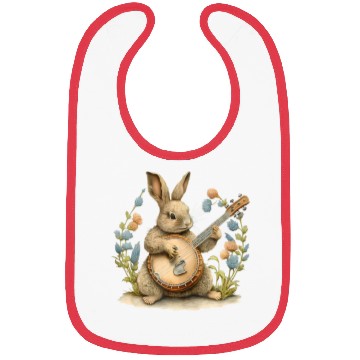 Discover Bunny Playing Banjo Guitar rabbit Easter bunny Bibs