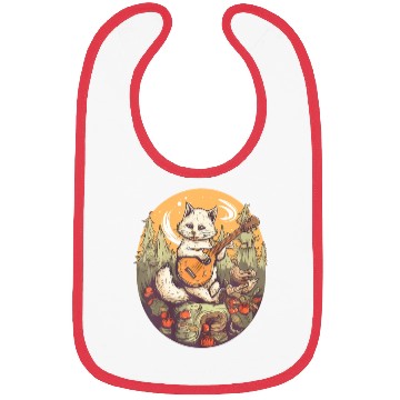 Discover Cat Playing Banjo In The Forest in Cottagecore Bibs