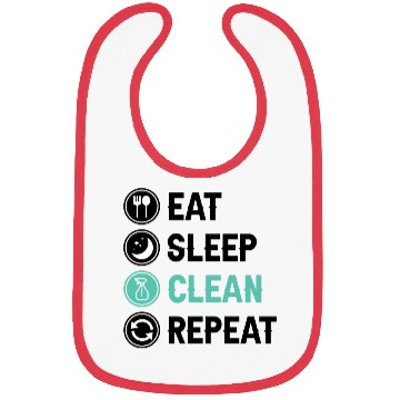 Discover Eat Sleep Clean Repeat aesthetic Bibs