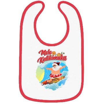Discover In July Santa Surfing Mele Kalikimaka Bibs