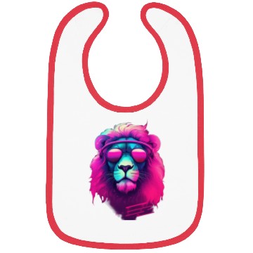 Discover Synthwave Sun King Lion s Neon Shades Bibs