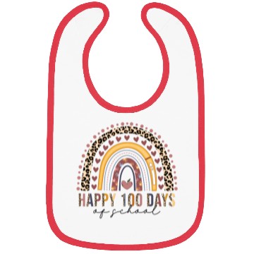 Discover Happy 100Th Day Of School Leopard Rainbow Teacher Bibs