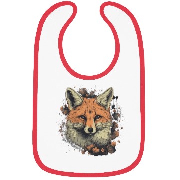 Discover Fox red fox with flowers forest animal Bibs