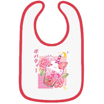 Discover Boba Tea Cat Bubble Tea Kawaii Anime Japanese Bibs