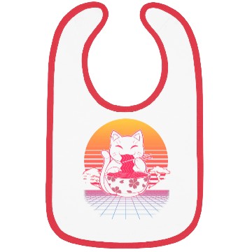 Discover Kawaii Ra Neko Retro Cat Japanese Noodle Anime Bibs