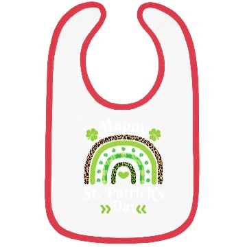 Discover Happy St Patric Day Leopard Print Rainbow Bibs