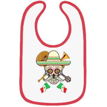 Discover Sugar Skull Guitar & Sombrero Mexican Fiesta Bibs