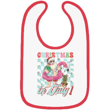 Discover Christmas In July Groovy Santa Flamingo Float Bibs