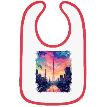 Discover Vaporwave Japanese Aesthetic Skytree Tokyo Sight Bibs