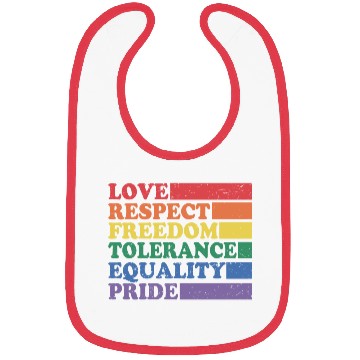 Discover Love Respect Freedom Tolerance Equality Pride Bibs