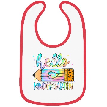 Discover Back To School Hello Kindergarten Leopard Tie Dye Bibs