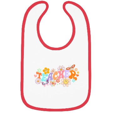 Discover Floral Teacher Groovy Back to School Teacher Life Bibs