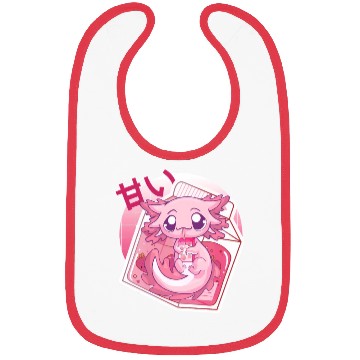 Discover Axolotl Pastel Goth Strawberry Milk Shake Anime Ja Bibs