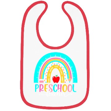 Discover Back To School Preschool Teacher Leopard Rainbow Bibs