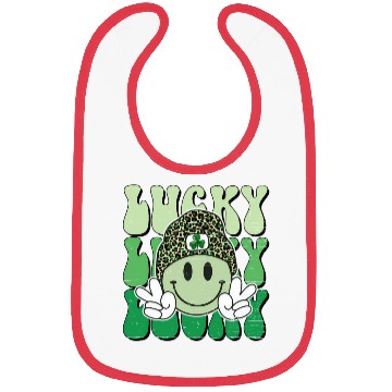 Discover St Patric Day Lucky Shamrock Smile Face Bibs