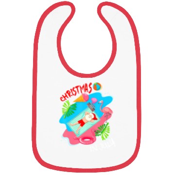 Discover Christmas In July Santa Relaxing On Beach Cute Bibs