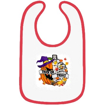 Discover Retro Fall Leaves Trick Or Treat Halloween Pumpkin Bibs