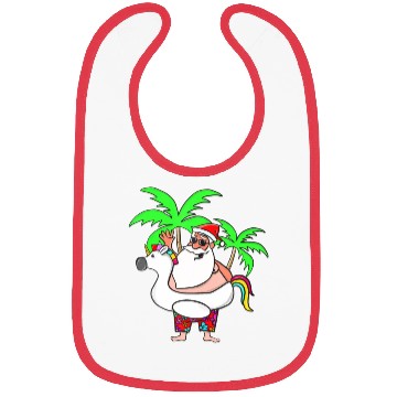Discover Christmas In July Santa on Vacation Unicorn Pool Bibs