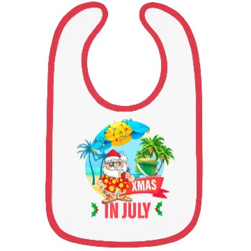 Discover Christmas in July santa hat Xmas funny Summer Bibs