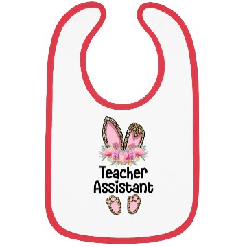 Discover Easter Bunny Ear Teacher Leopard Teacher Assistant Bibs