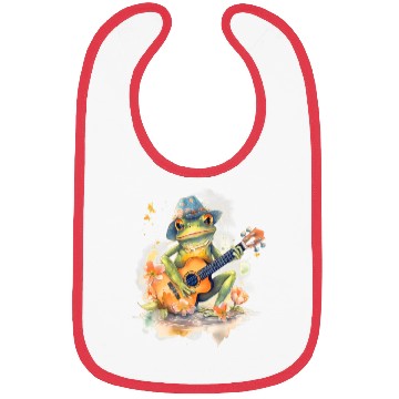 Discover Cottagecore Aesthetic Frog Playing Banjo Guitar Bibs