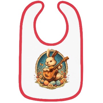 Discover Cottagecore Aesthetic Bunny Playing Banjo Guitar Bibs