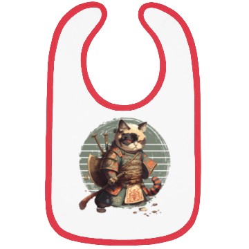 Discover Samurai Cat Warrior Japanese Ninja Cat Kawaii Bibs