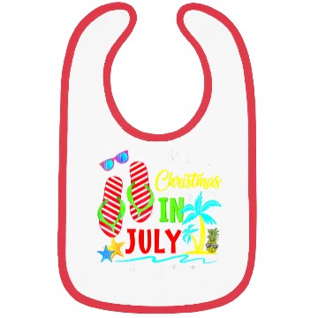 Discover Christmas In July Flip Flops Funny Beach Summer Bibs