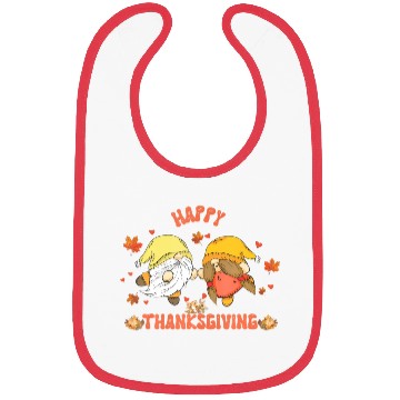 Discover Happy Thanksgiving Gnomes Pumpkin Autumn Leaves Bibs
