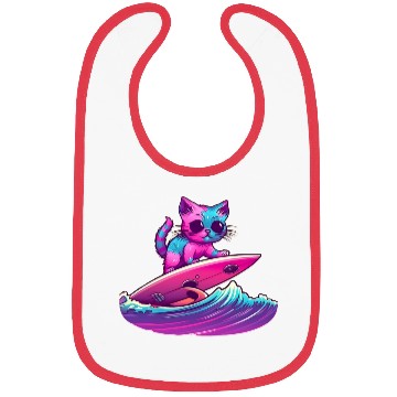 Discover Synthwave Surfing Cat Bibs