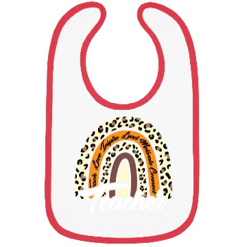 Discover Leopard Rainbow Teacher Love Inre Teaching School Bibs