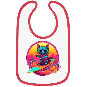 Discover Cool Retro Surfing Cat Bibs
