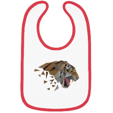 Discover Low Poly Triangular Tiger Head Wild Animal Bibs