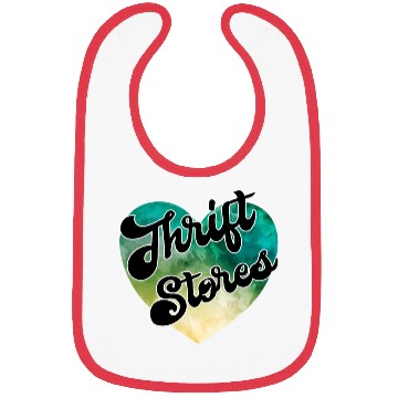 Discover Thrift Stores green yellow watercolor heart Bibs