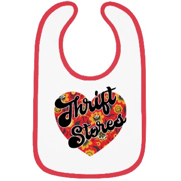 Discover Thrift Stores red floral heart Bibs
