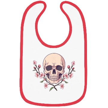 Discover Anime style Skull with cherry blossom branches Bibs