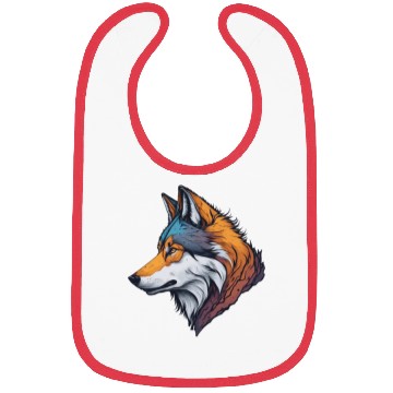 Discover Wolf head in vibrant colors illustration Bibs