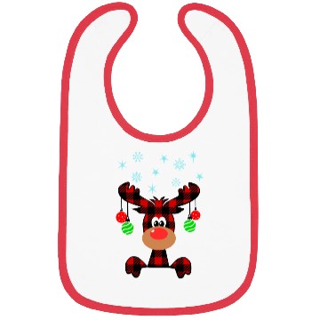 Discover Christmas Deer Cute Red Buffalo Plaid Reindeer Bibs