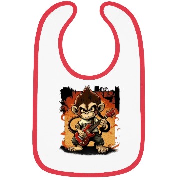 Discover Monkey Chimpanzee Playing Acousitc Rock Guitar Bibs