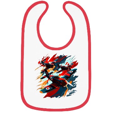 Discover Spitfire Airplane Vintage Pilot Aviator Military Bibs