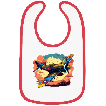 Discover Spitfire Airplane Vintage Pilot Aviator Military Bibs