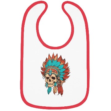 Discover Native American skull with traditional costume wit Bibs